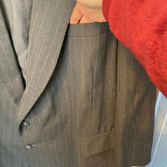 Towncraft Worsted Wool Blend 2 Button Gray Blazer Men’s Size 50R Pockets - Picture 7 of 8